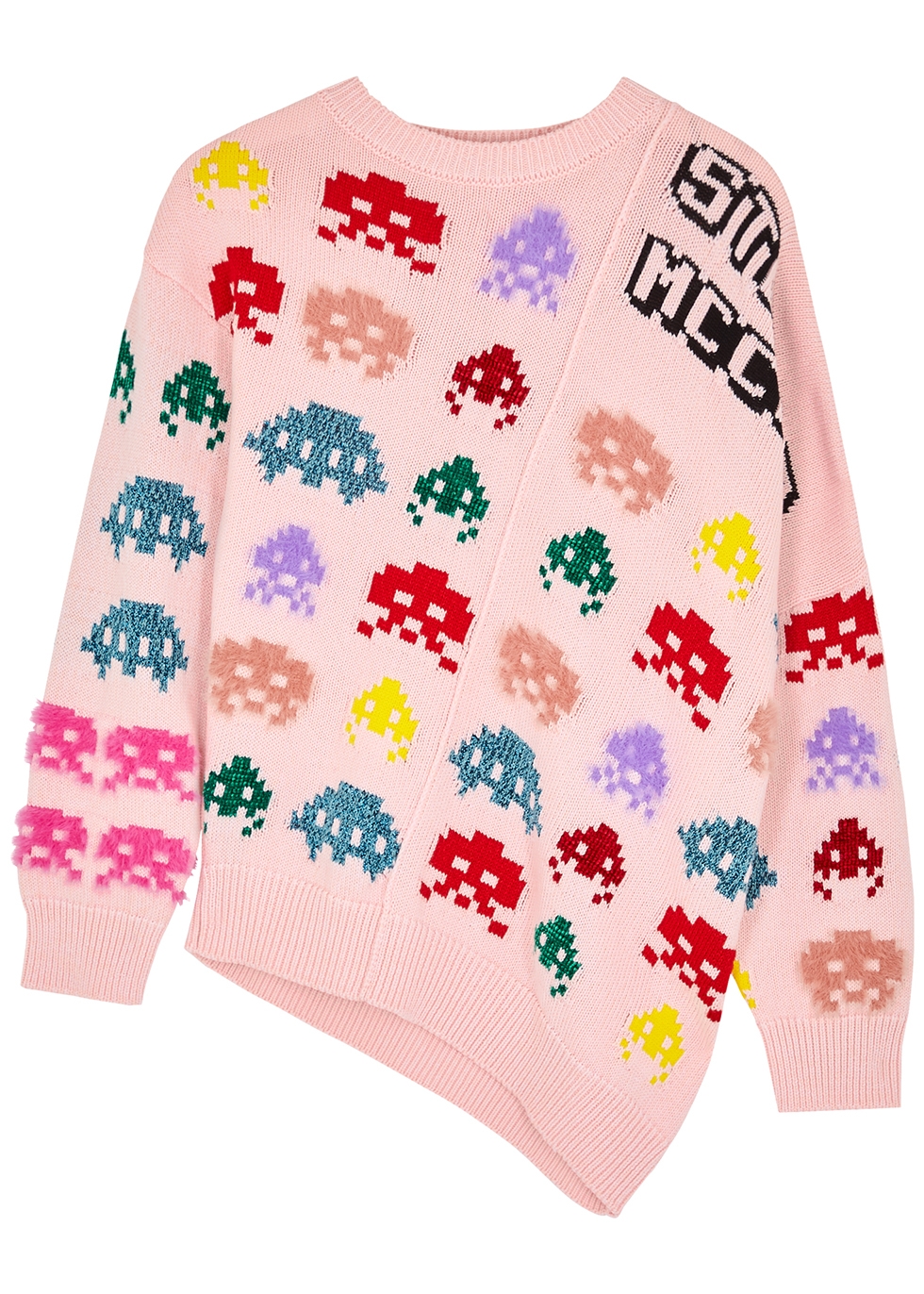 Game On pink intarsia cotton-blend jumper