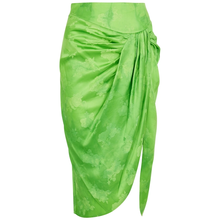 Giuseppe Di Morabito Bright Green Floral-jacquard Satin Skirt
