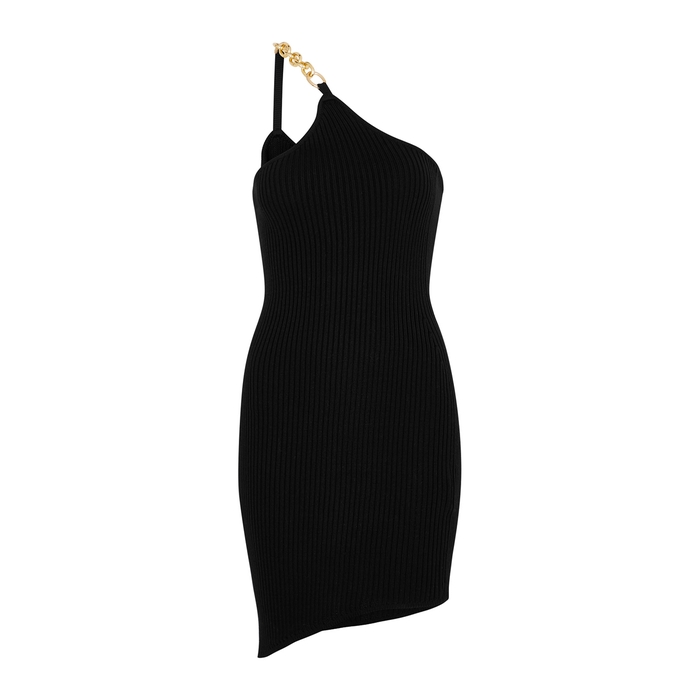 Giuseppe Di Morabito Black Chain-embellished Ribbed-knit Mini Dress