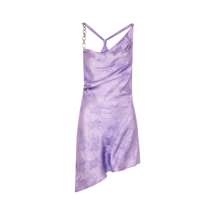 Giuseppe Di Morabito Lilac Floral-jacquard Satin Mini Dress
