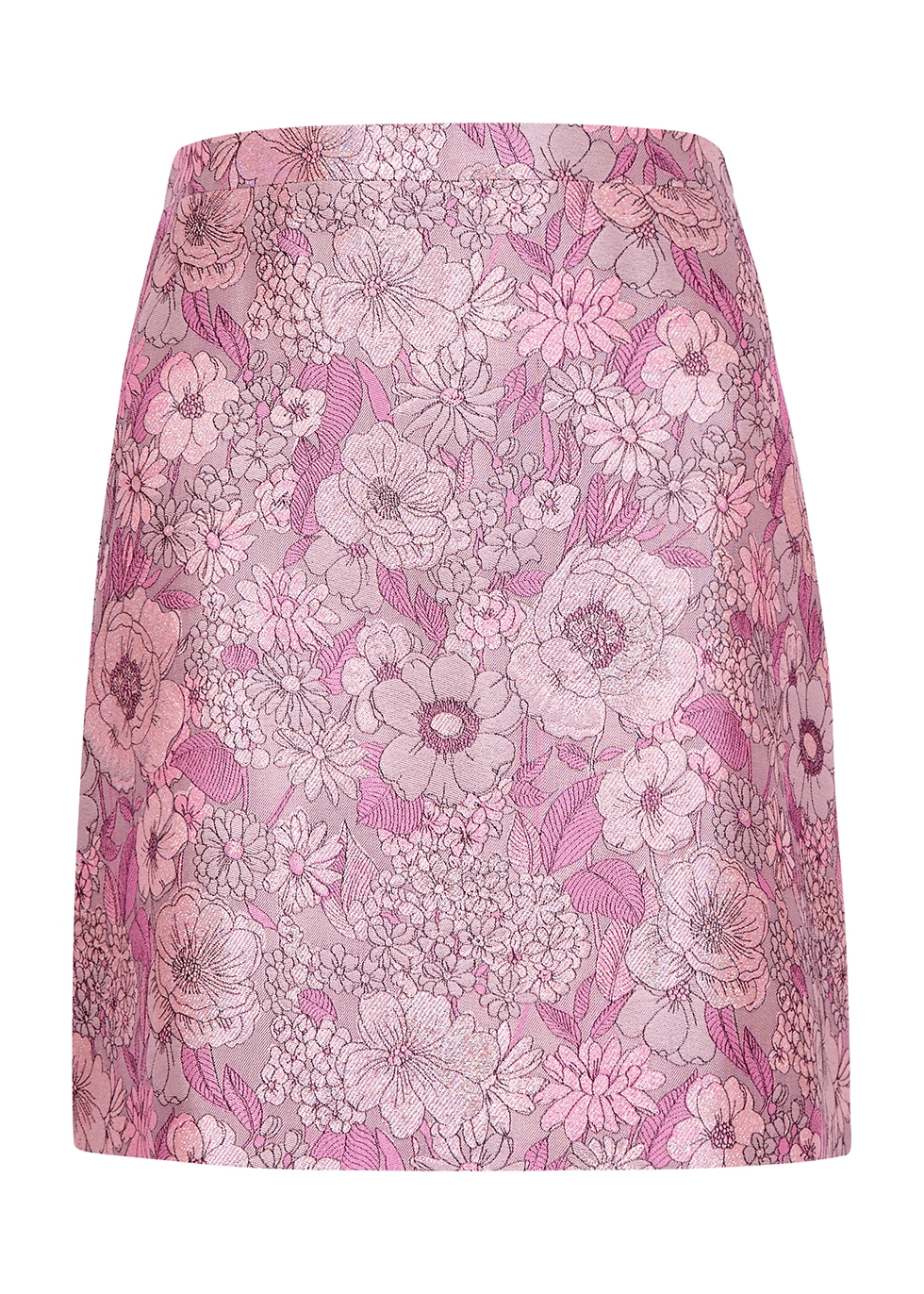 Christopher Kane Pink floral-jacquard silk-blend mini skirt - www ...