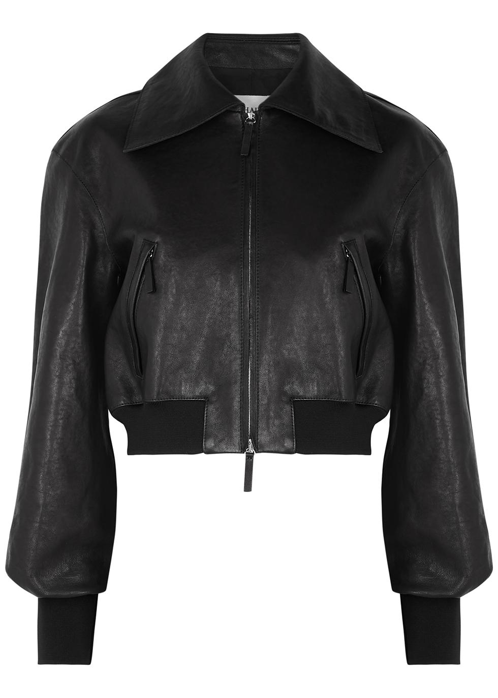 Khaite Mercedes black cropped leather jacket