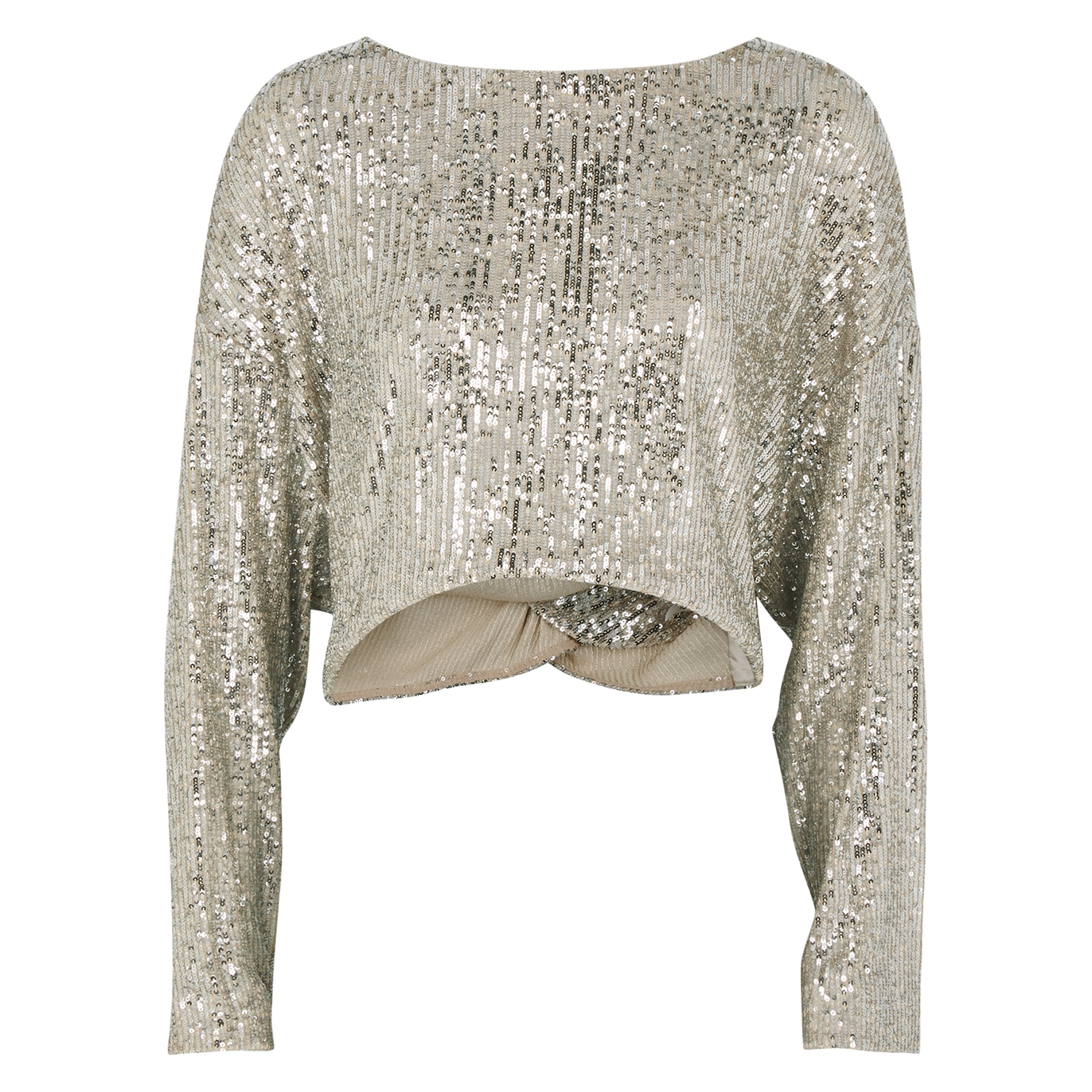 IN The Mood For Love Coco Silver Cropped Sequin Top