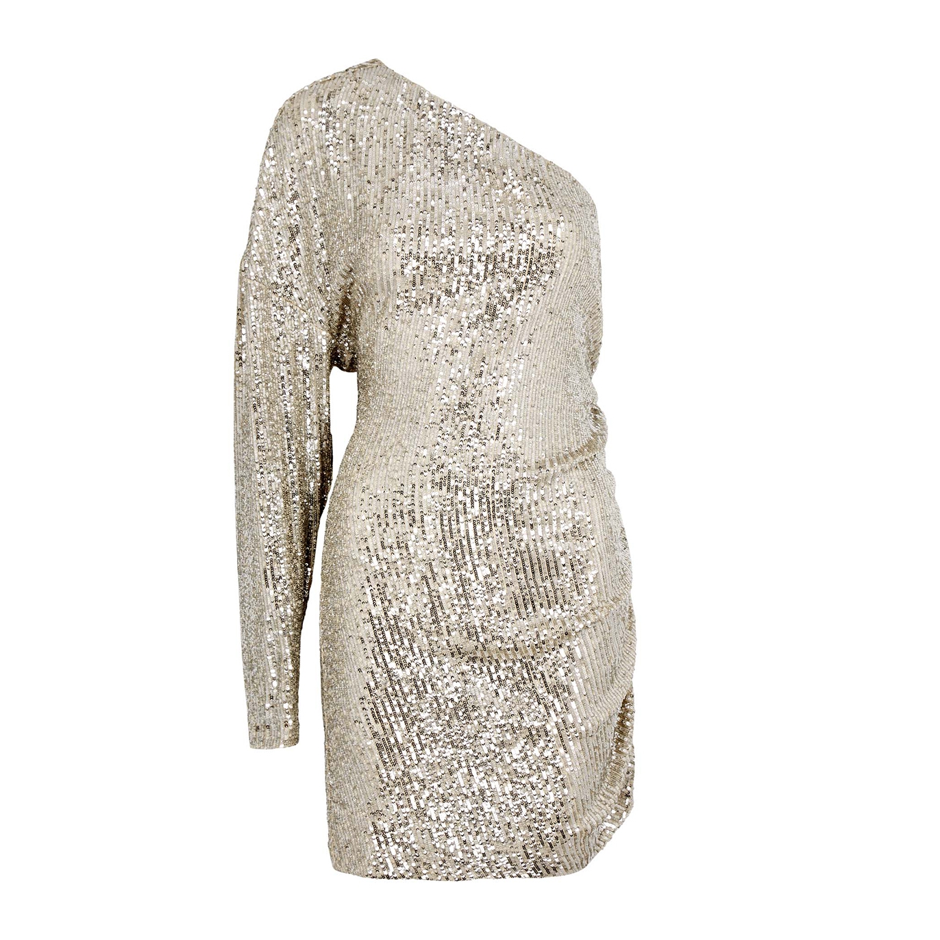 IN The Mood For Love Alexandra Silver One-shoulder Sequin Mini Dress