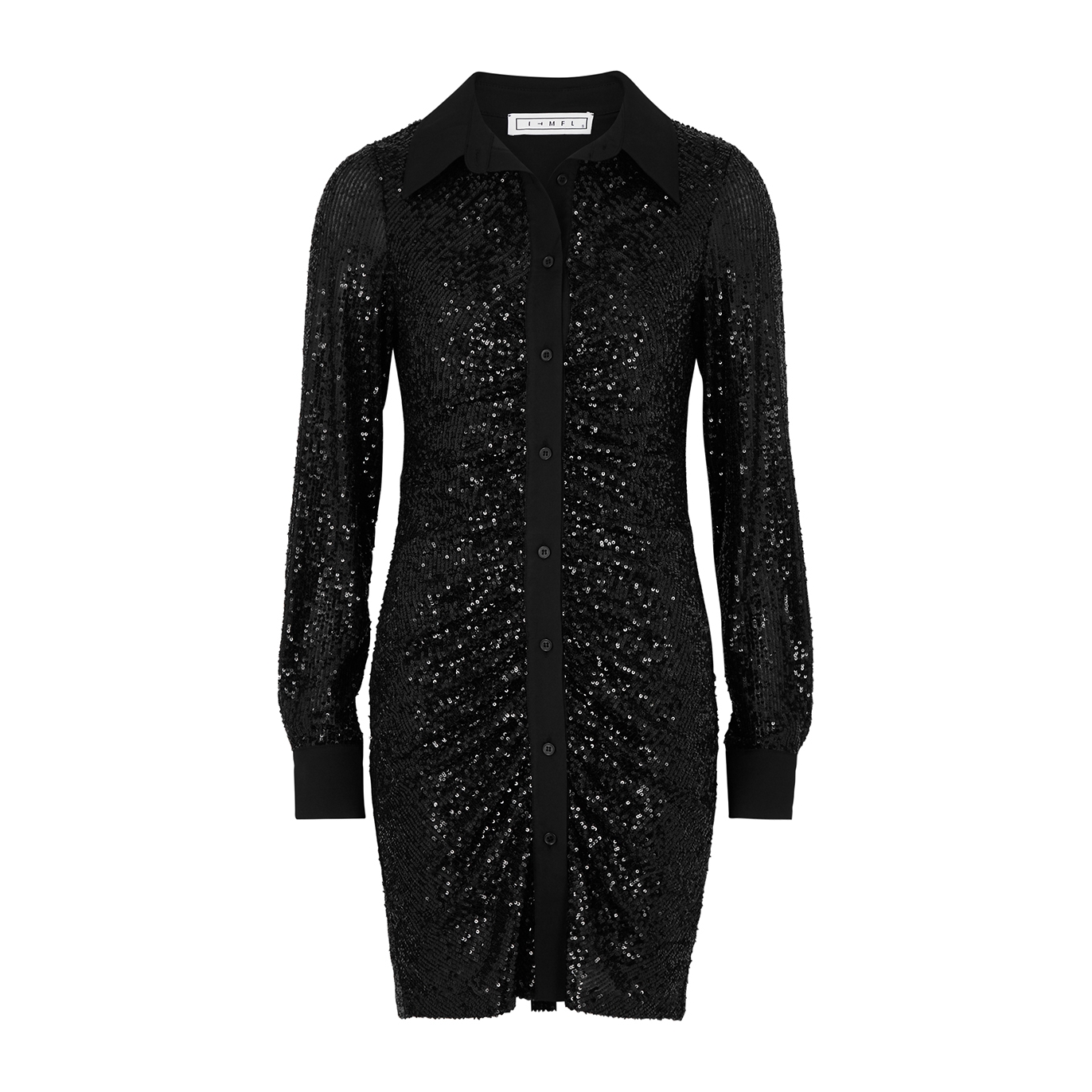 IN The Mood For Love Lina Black Sequin Shirt Dress
