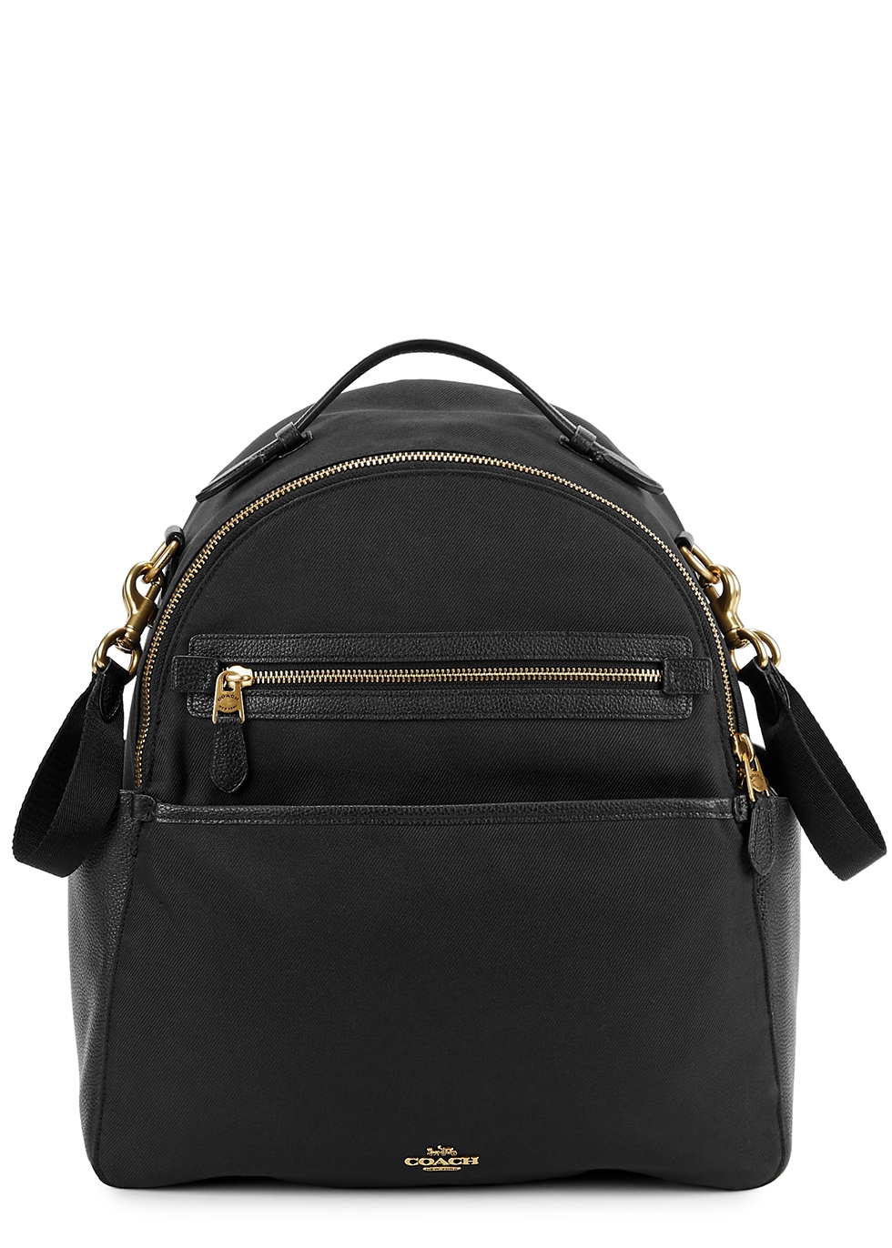 Baby black nylon and leather backpack