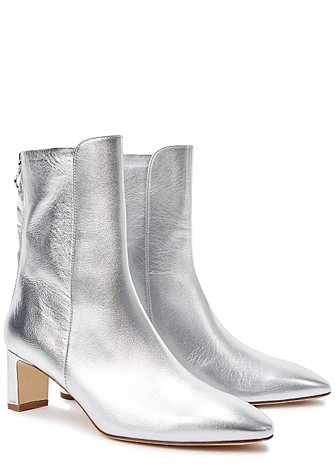 AEYDE Donna 55 silver leather ankle boots