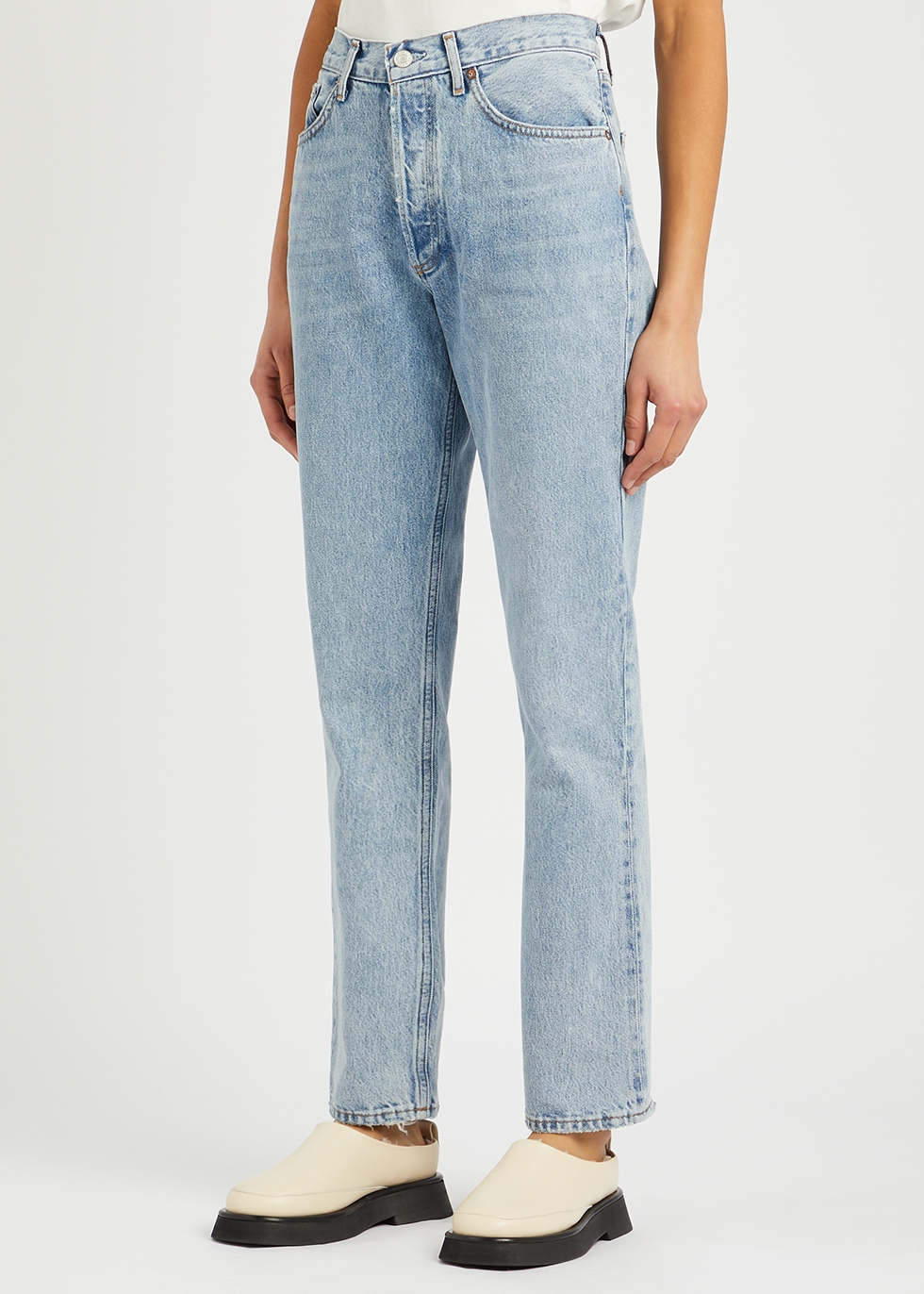 AGOLDE Lana light blue straight-leg jeans - Harvey Nichols