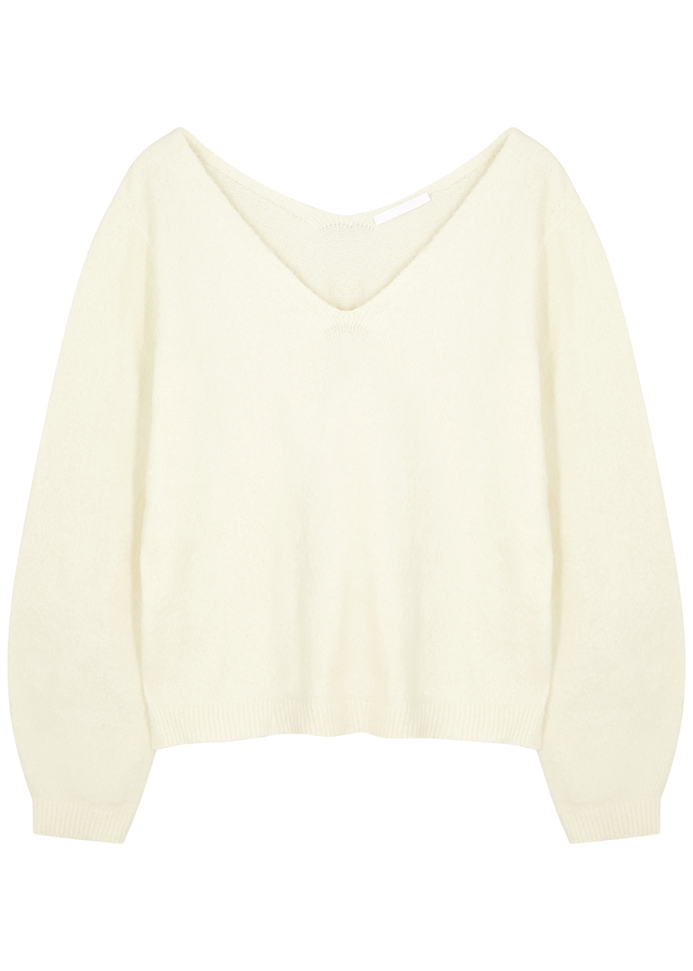 Off-white brushed cotton-blend jumper
