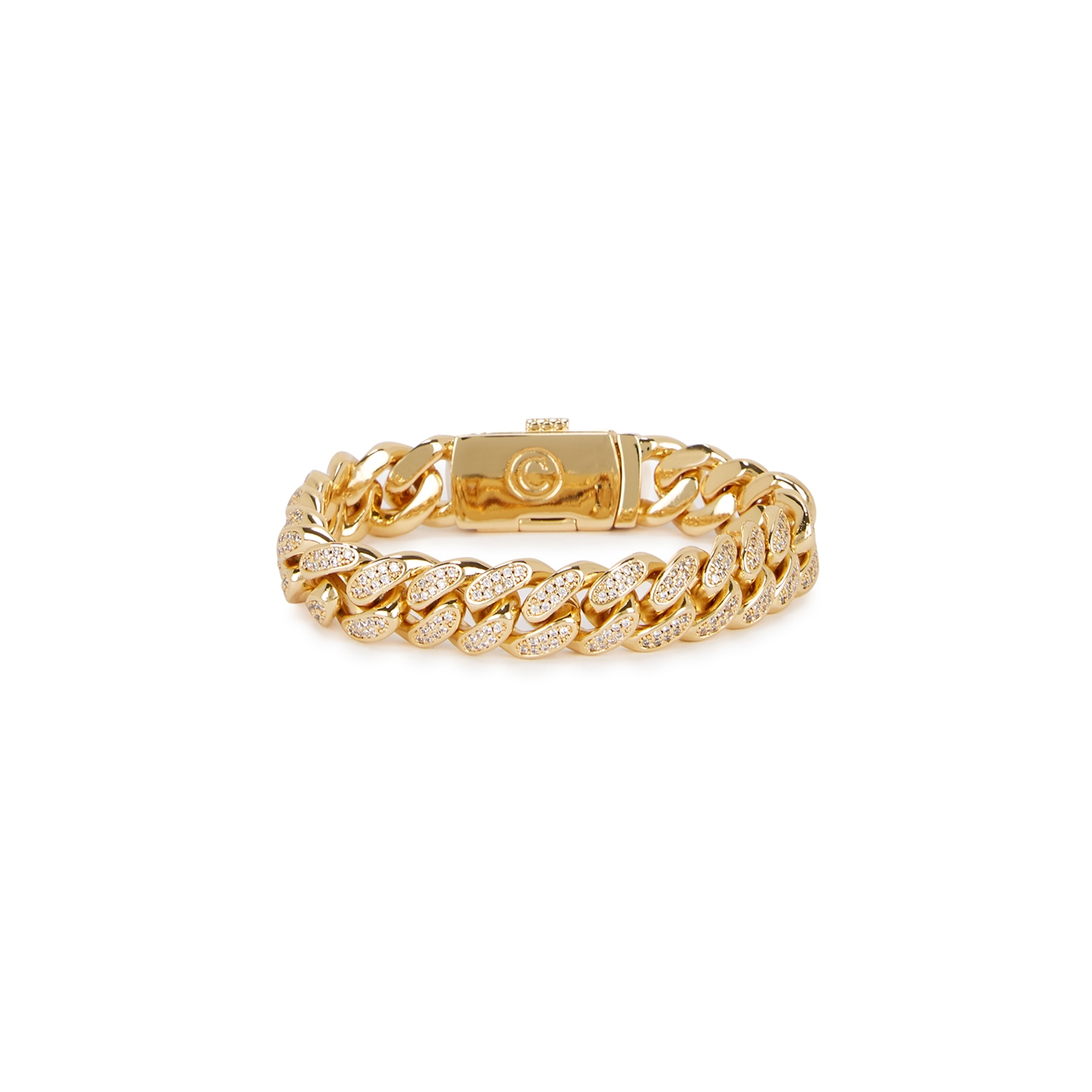 Iced Cuban 18kt Gold-plated Bracelet, Bracelet, Crystal