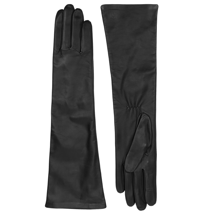 Handsome Stockholm Essentials Long Black Leather Gloves