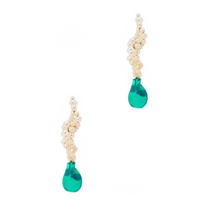 Completedworks Gotcha Green Resin And Pearl Earrings