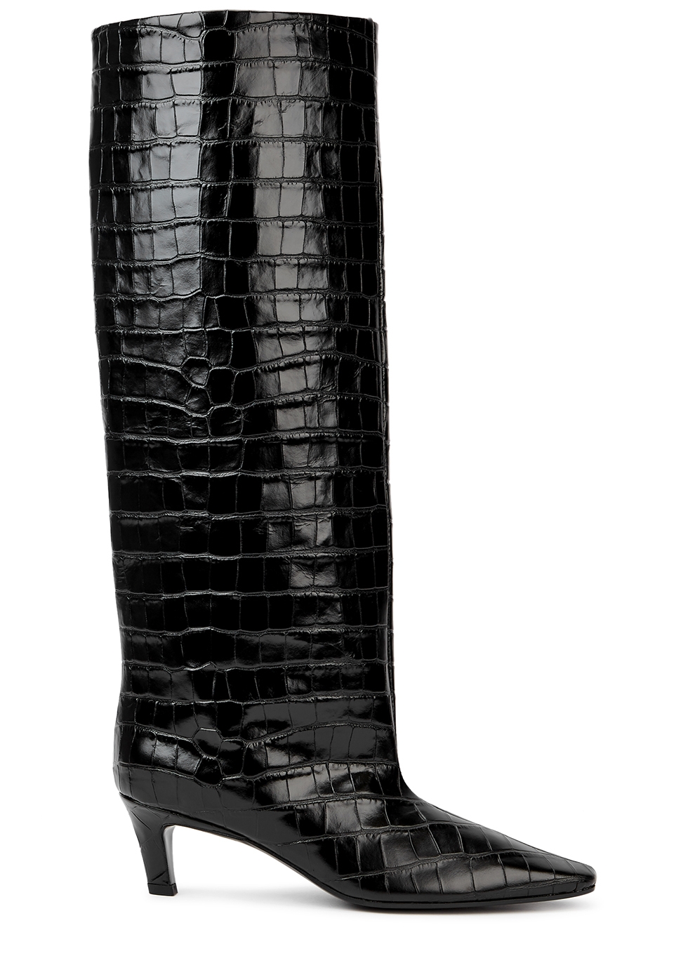 The Wide Shaft black leather knee-high boots