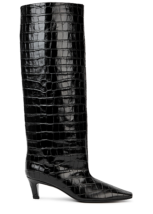 TOTÊME The Wide Shaft black leather knee-high boots