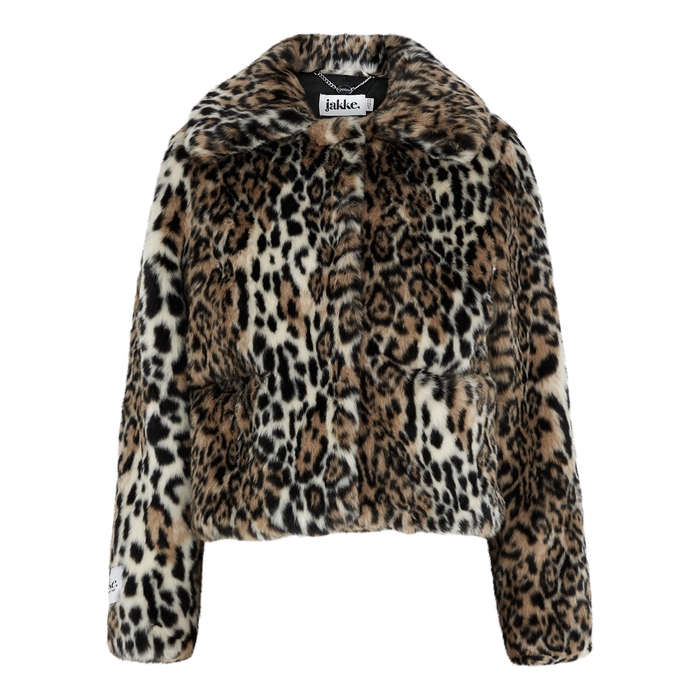 JAKKE Tommy Leopard-print Faux Fur Jacket
