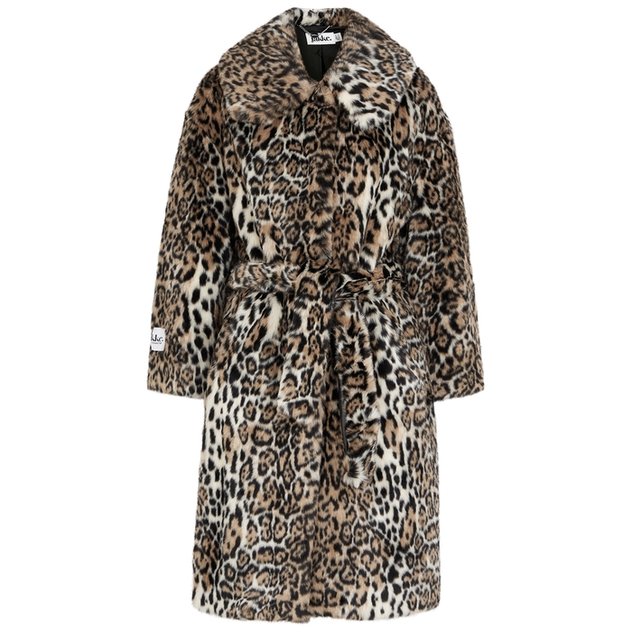 JAKKE Katrina Leopard-print Belted Faux Fur Coat