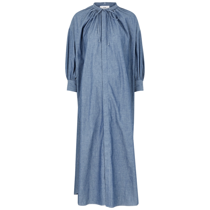 HYKE Blue Chambray Midi Dress
