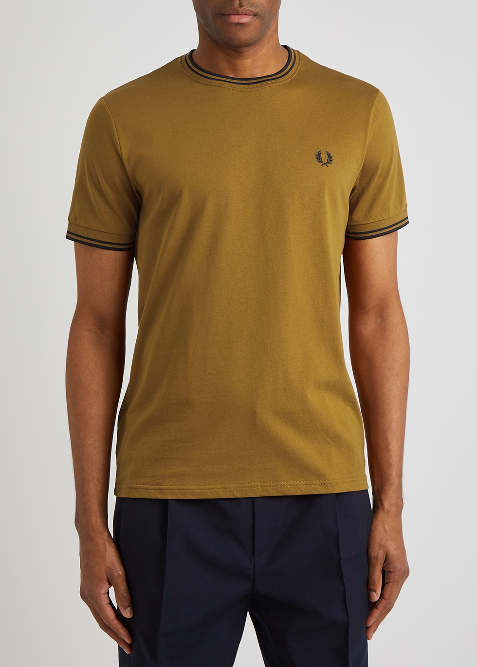 mustard fred perry t shirt