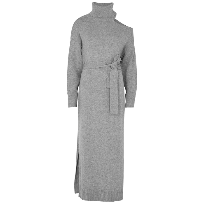 Paige Raundi Grey Cut-out Wool-blend Dress