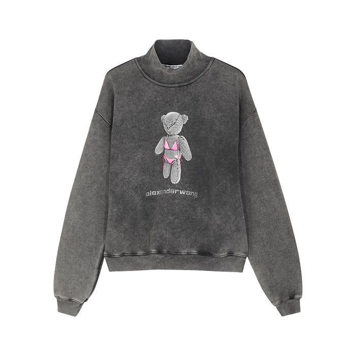 Alexander Wang Grey Teddy-print Embellished Cotton Sweatshirt