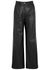 Noro black leather wide-leg trousers - Loulou Studio