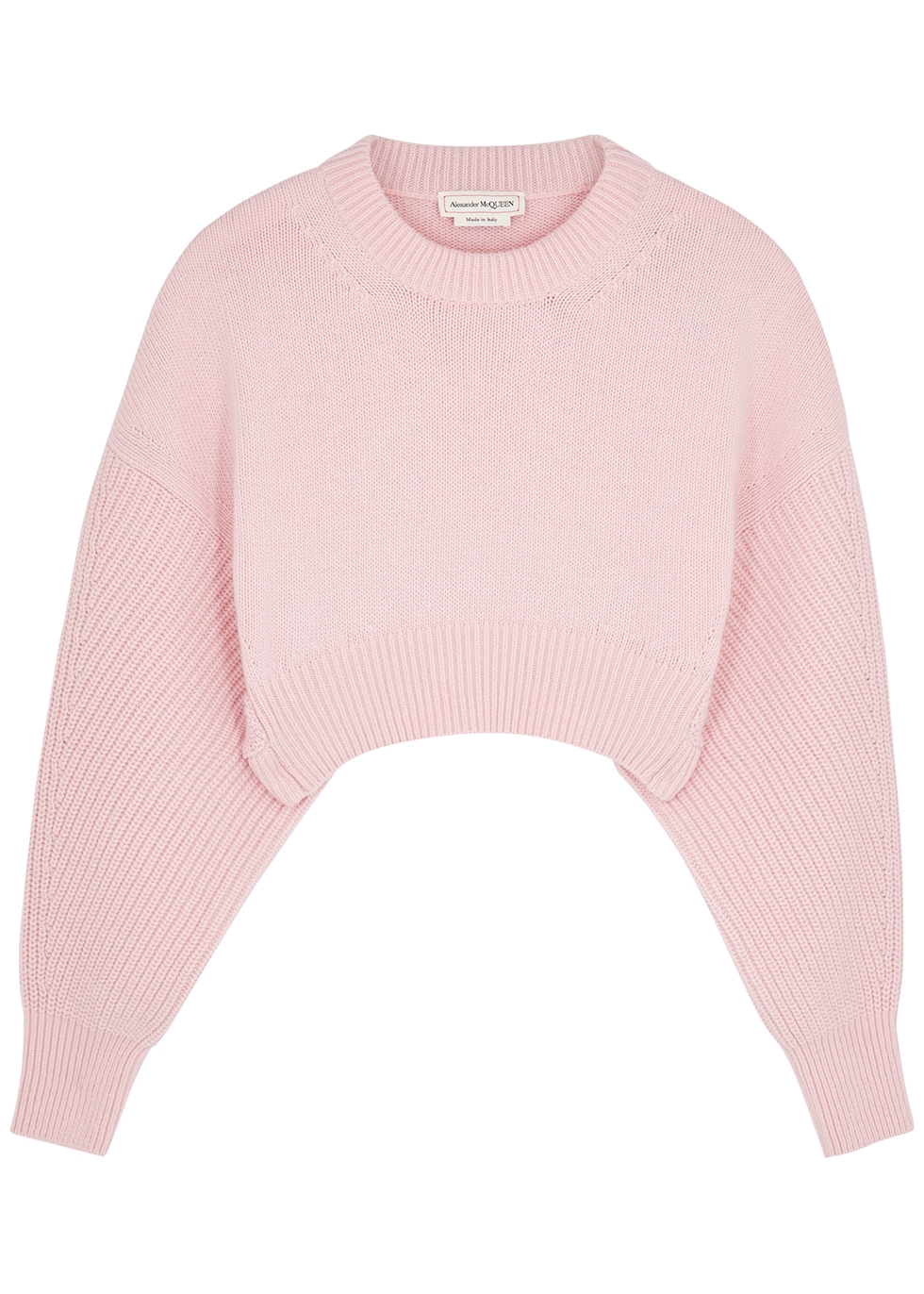 Alexander McQueen Light pink cropped wool jumper - Harvey Nichols
