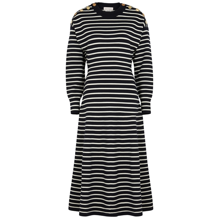 Alexander McQueen Striped Wool-blend Midi Dress