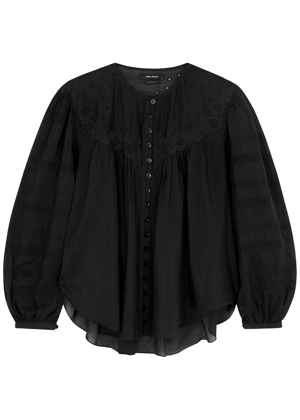 Gregoria black cotton and silk-blend blouse