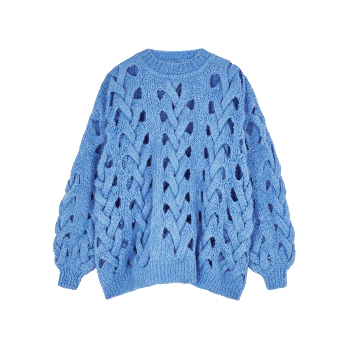 Isabel Marant Ella Blue Open-knit Mohair-blend Jumper