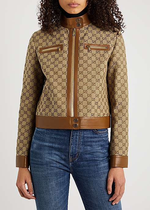 Brown GG-jacquard cotton-blend jacket - Harvey Nichols