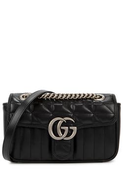 Gucci GG Marmont mini black leather shoulder bag - Harvey Nichols