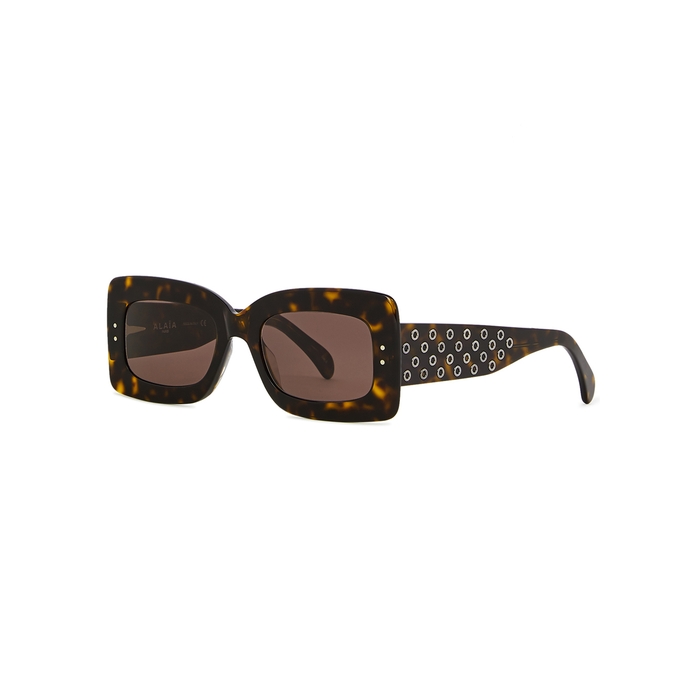 Alaïa Tortoiseshell Rectangle-frame Sunglasses