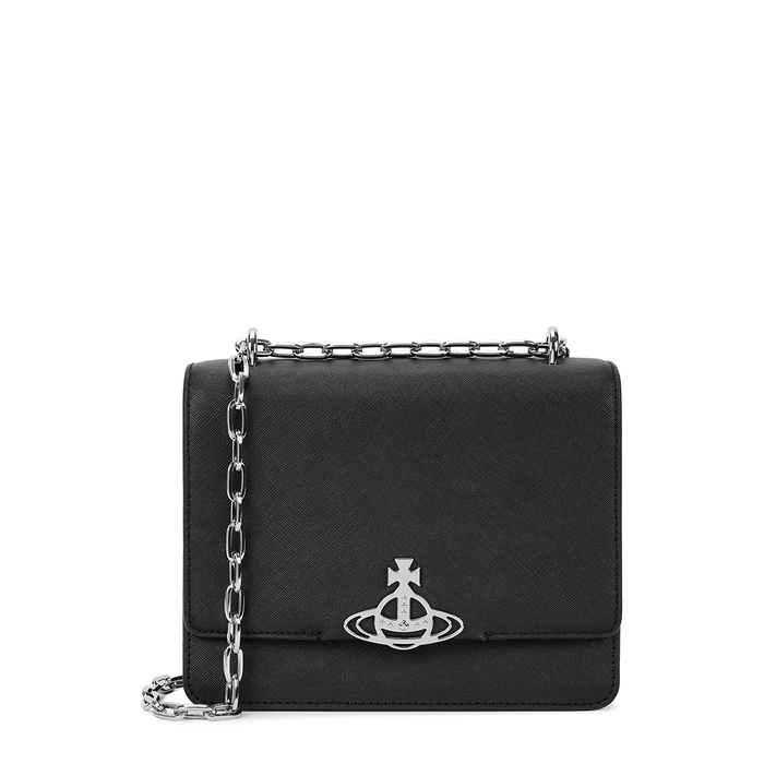 Vivienne Westwood Debbie Medium Black Leather Cross-body Bag