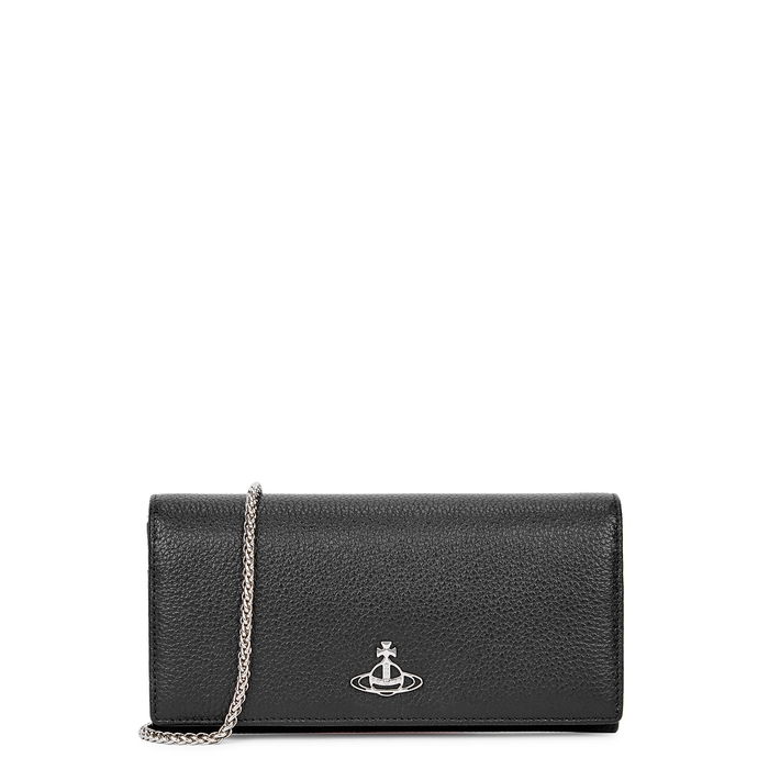 Vivienne Westwood Jordan Black Leather Wallet-on-chain