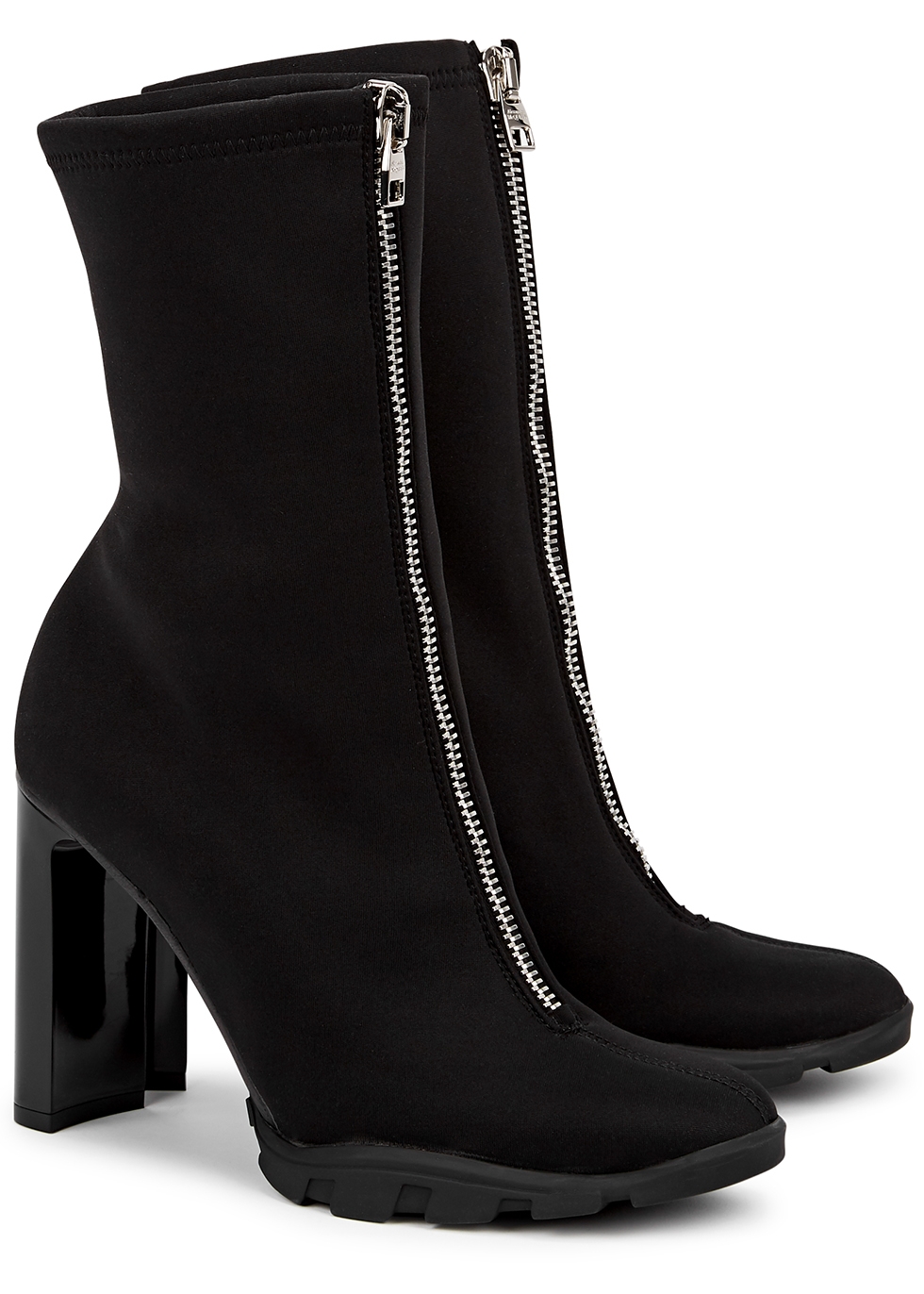Alexander McQueen Slim Tread 100 black neoprene ankle boots 