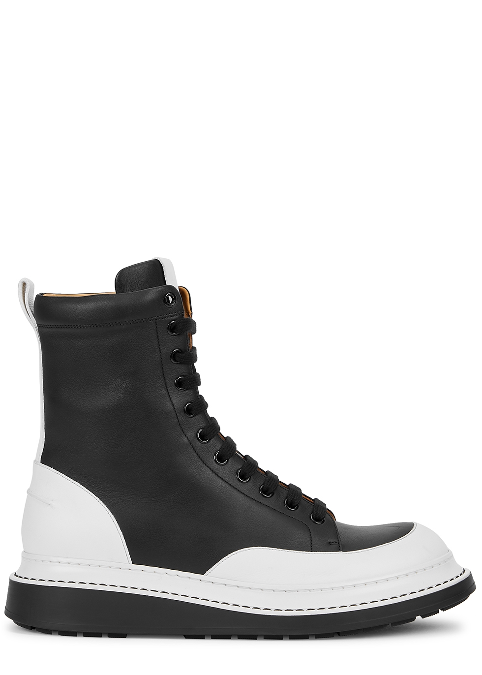 Loewe Monochrome leather combat boots - Harvey Nichols