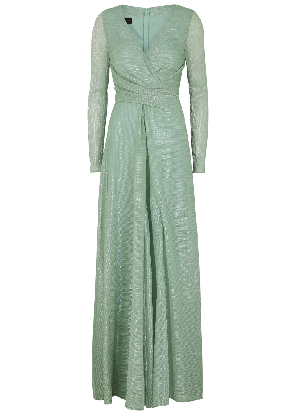 Talbot Runhof Green metallic-weave plissé gown - Harvey Nichols