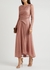Pink metallic-weave plissé midi dress - Talbot Runhof
