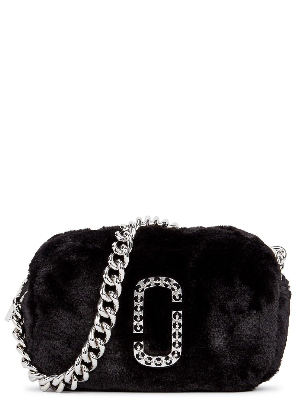 Marc Jacobs The The Plush Snapshot black faux fur cross-body bag