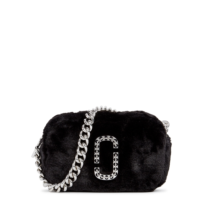Marc Jacobs (The) The Plush Snapshot Black Faux Fur Cross-body Bag