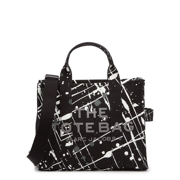 Marc Jacobs The Splatter Tote Small Black Printed Canvas Bag