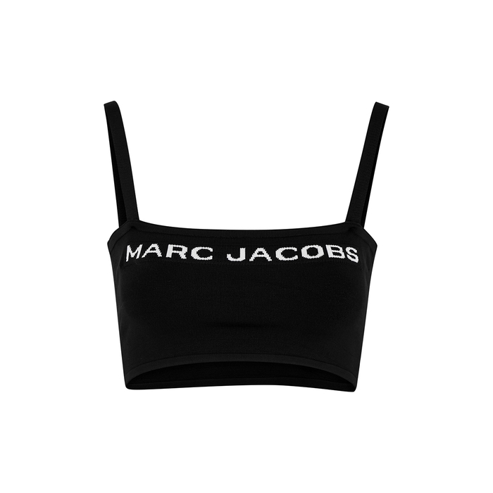 Marc Jacobs (The) The Bandeau Black Logo Stretch-knit Bra Top