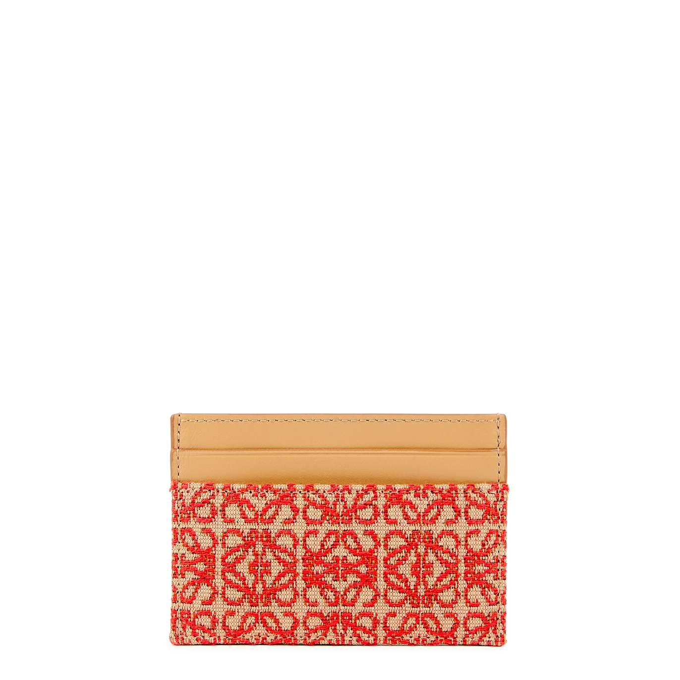 Loewe Anagram Jacquard And Leather Card Holder - Red