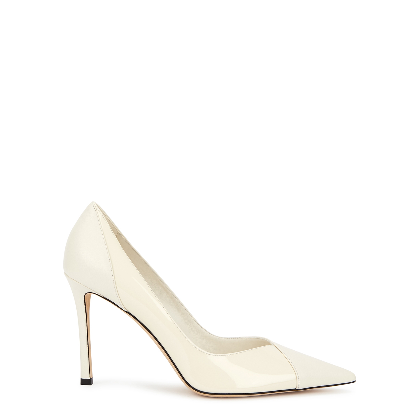Jimmy Choo Cass 95 Off-white Leather Pumps