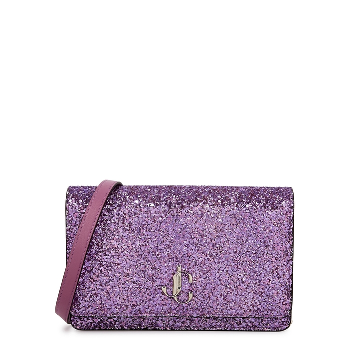 Jimmy Choo Palace Mini Purple Glittered Cross-body Bag