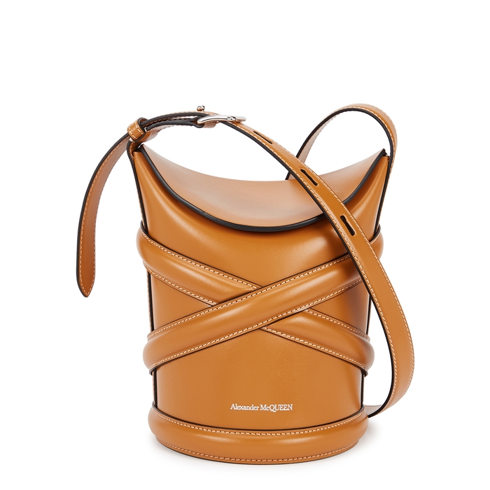 Alexander McQueen The Curve Small Brown Leather Cross-body Bag