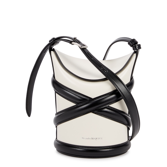 Alexander McQueen The Curve Small Monochrome Leather Cross-body Bag