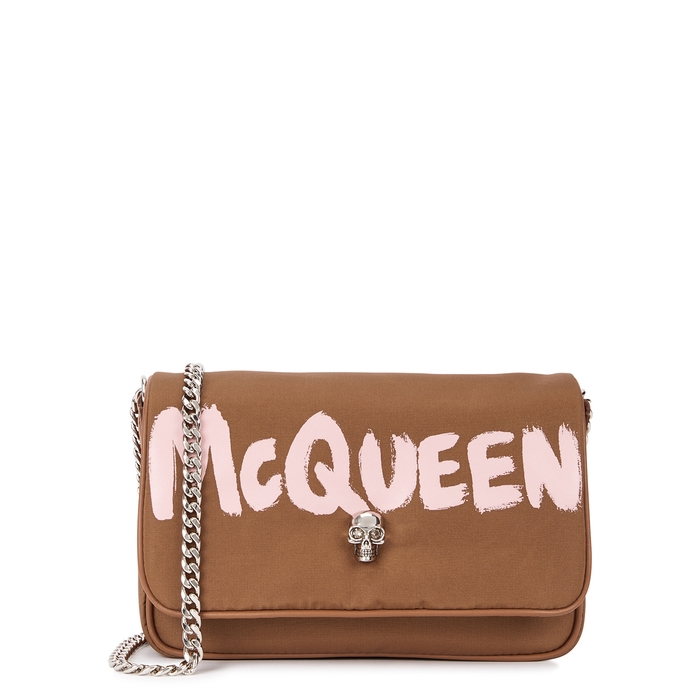Alexander McQueen Brown Logo Faille Cross-body Bag