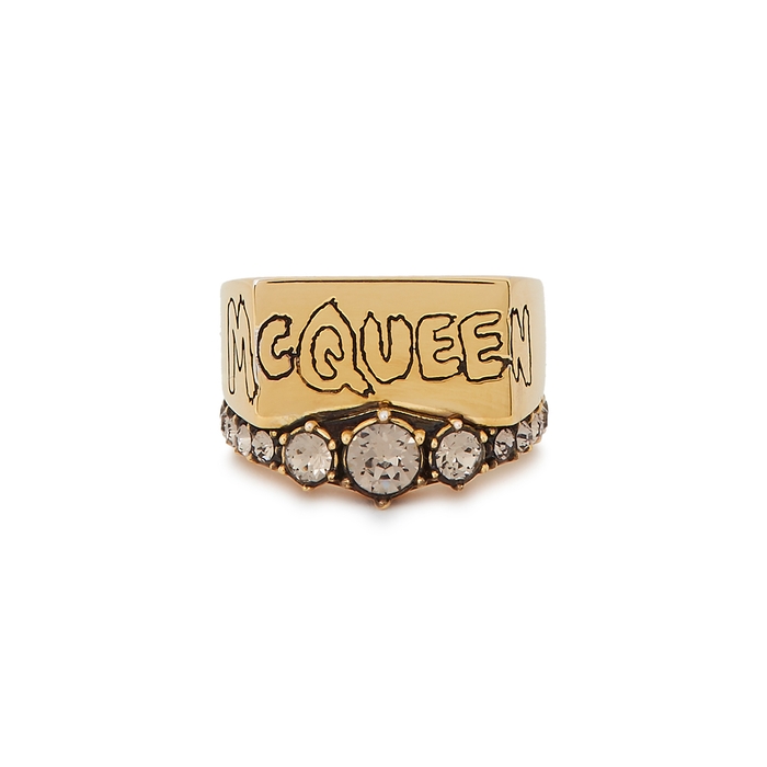 Alexander McQueen Logo-engraved Gold-tone Ring