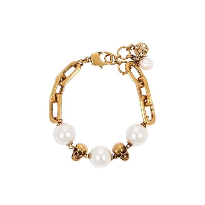 Alexander McQueen Embellished Gold-tone Chain Bracelet